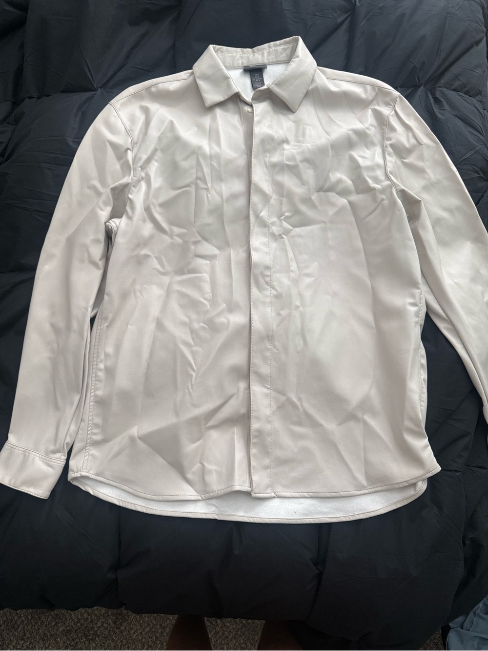 Faux Leather Button Up